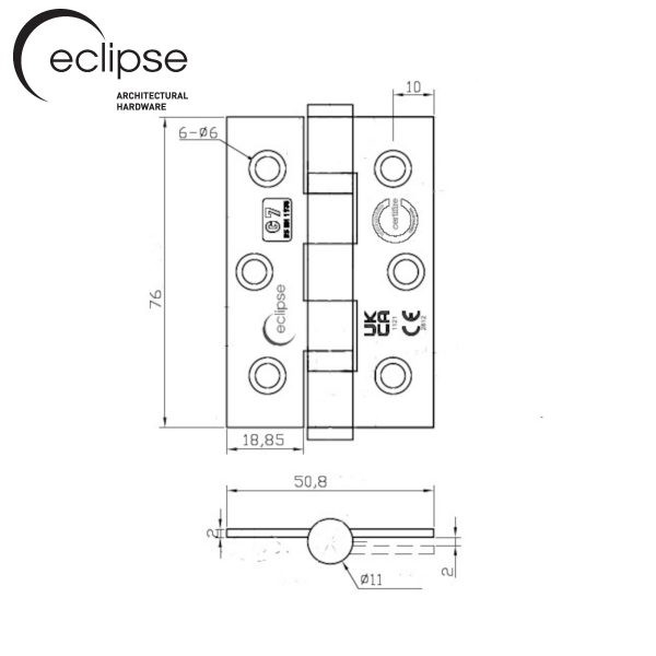 76mm Eclipse Stainless Steel Ball Bearing Hinges - Image 7